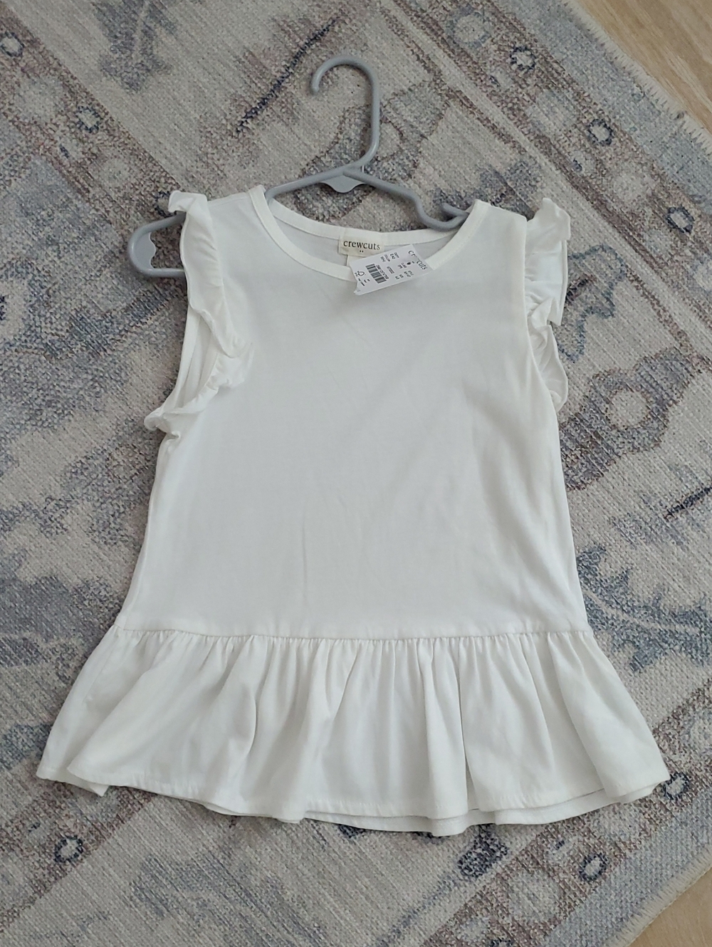 NWT Crewcuts Girls White Ruffle Futter Sleeve Top Shirt Sz4-5